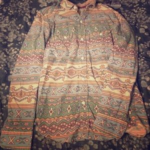 Men’s vintage Aztec print button up shirt